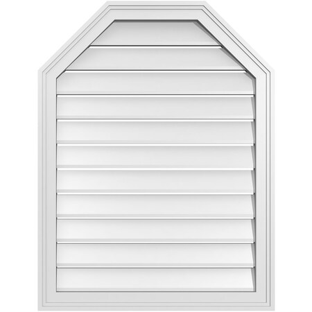 Ekena Millwork Octagonal Top Surface Mount PVC Gable Vent w/ 2"W x 1-1/2"P Brickmould Frame, 26"W x 34"H GVPOT26X3402SF